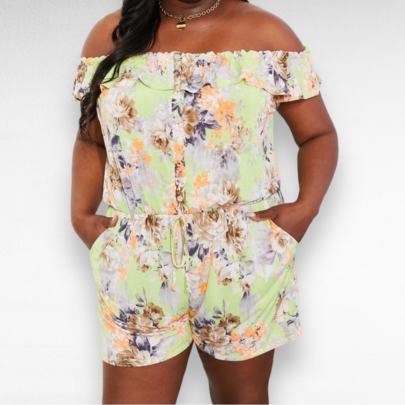 SEW IN LOVE Pure Delight Floral Off The Shoulder Romper - Picture 6 of 6